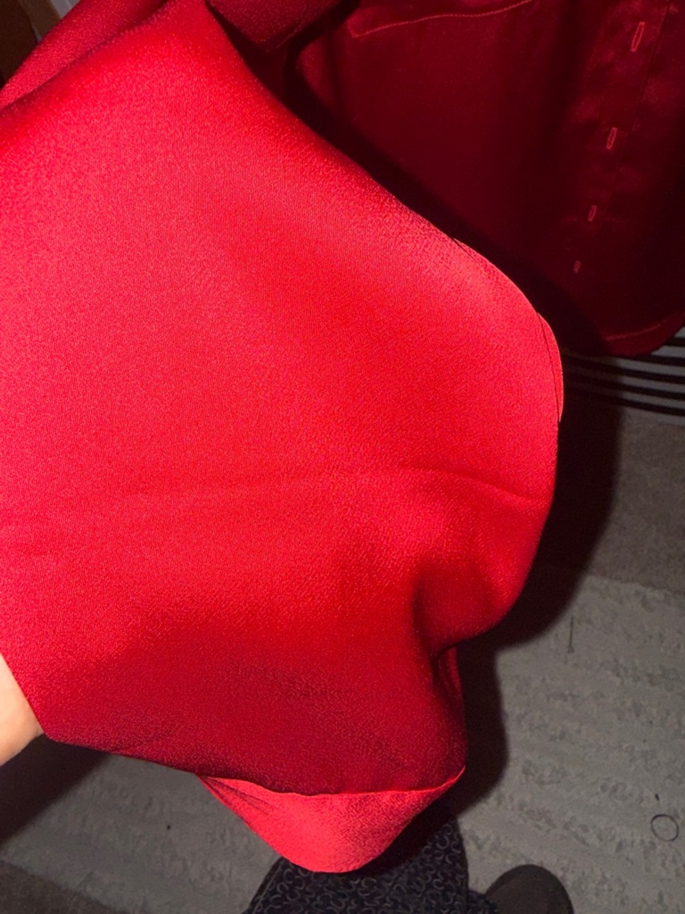 Express Red Satin Button-Front Blouse - Picture 4 of 5